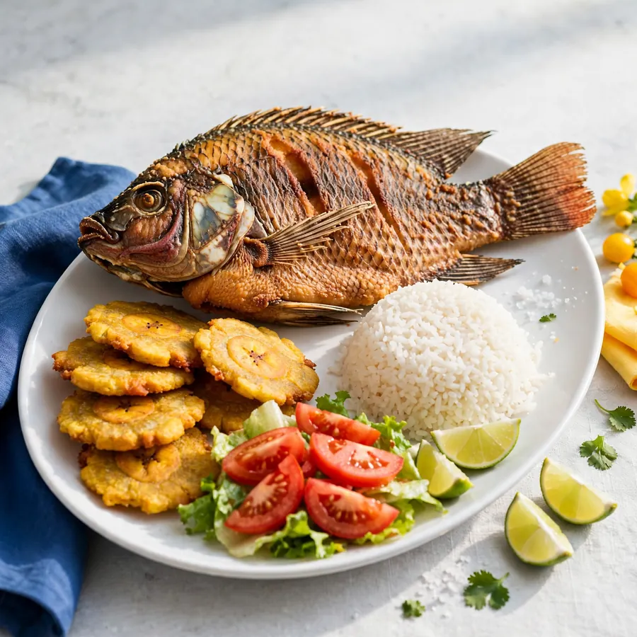 Fried red tilapia plate